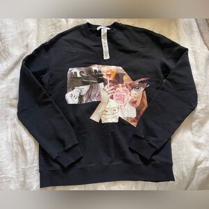 MSGM Black Graphic Crewneck Sweatshirt